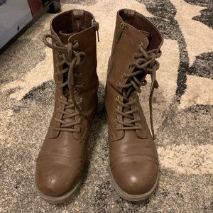 Brown combat boots